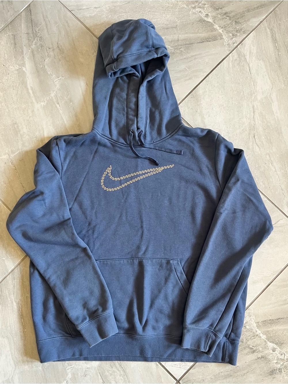 Nike Sportswear Men’s Large Blue Gray Fleece Hoodie Swoosh